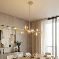 Magnus hanglamp amber glas 8-lichts amber hanglamp met ronde bol - afbeelding 6