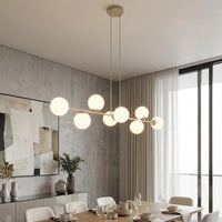 Magnus hanglamp opaalwit glas 8-lichts mokka hanglamp met ronde bol - afbeelding 8