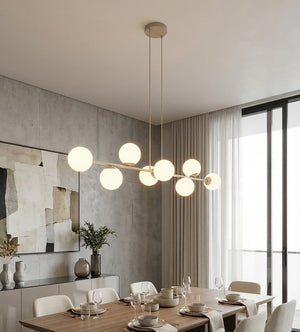 Magnus hanglamp opaalwit glas 8-lichts mokka