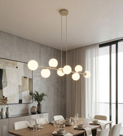 Magnus hanglamp opaalwit glas 8-lichts mokka