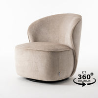 Draaifauteuil Sammy - Stof Loris Beige - Mooier Thuis