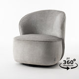 Draaifauteuil Sammy - Stof Loris Grijs - 76 cm breed - Mooier Thuis