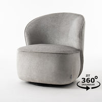 Draaifauteuil Sammy - Stof Loris Grijs - Mooier Thuis