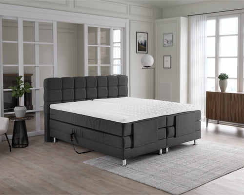 Elektrische Boxspring Arizona Antraciet – 180x200 cm - geweven stof en metaal - Mooier Thuis