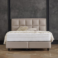 Opbergboxspring Miami Kunstleer Taupe – 140x200 cm
