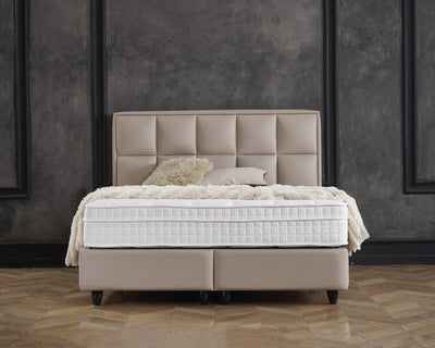 Opbergboxspring Miami Kunstleer Taupe – 140x200 cm
