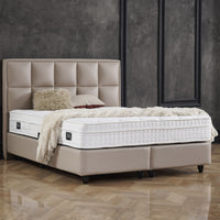 Opbergboxspring Miami Kunstleer Taupe – 140x200 cm