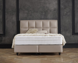Opbergboxspring Miami Kunstleer Taupe – 160x200 cm