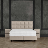Opbergboxspring Miami Kunstleer Taupe – 180x200 cm