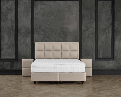 Opbergboxspring Miami Kunstleer Taupe – 180x200 cm