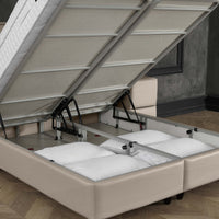 Opbergboxspring Miami Kunstleer Taupe – 180x200 cm