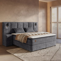Opbergboxspring Cresta XL Antraciet – 160x200 cm – Incl. 2 Nachtkastjes