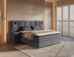 Opbergboxspring Cresta XL Antraciet – 160x200 cm – Incl. 2 Nachtkastjes