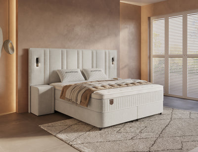 Opbergboxspring Royal XL Beige – 160x200 cm – Incl. 2 Nachtkastjes