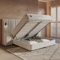 Opbergboxspring Royal XL Beige – 160x200 cm – Incl. 2 Nachtkastjes
