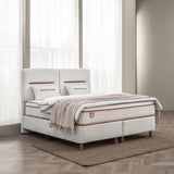 Opbergboxspring Oakline Beige – 140x200 cm - bouclé en metaal - Mooier Thuis