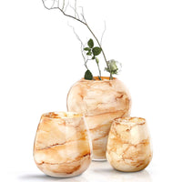 Terroso Vaas Warm Wit - Marmerglas - 33 cm