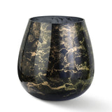 Terroso Vaas Zwart-Goud Breed - Marmerglas - 25 cm - zwart en goud - Mooier Thuis