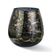 Terroso Vaas Zwart-Goud Breed - Marmerglas - 25 cm