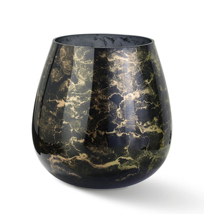 Terroso Vaas Zwart-Goud Breed - Marmerglas - 25 cm