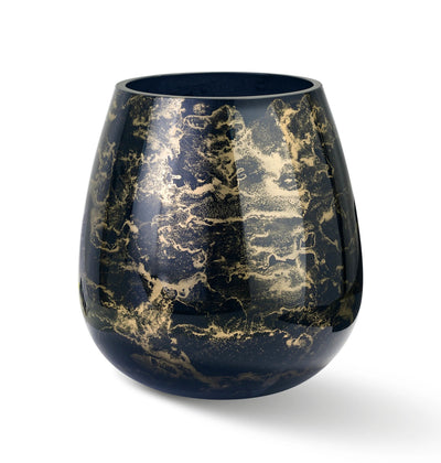 Terroso Vaas Zwart-Goud Breed - Marmerglas - 21 cm