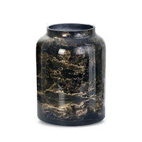 Terroso Vaas Zwart-Goud Smal - Marmerglas - 21 cm