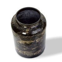 Terroso Vaas Zwart-Goud Smal - Marmerglas - 21 cm