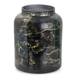 Terroso Vaas Zwart-Goud Smal - Marmerglas - 25 cm - zwart en goud - Mooier Thuis