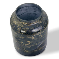 Terroso Vaas Zwart-Goud Smal - Marmerglas - 25 cm
