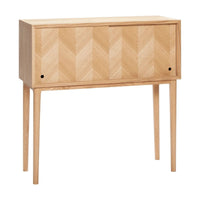 Visgraat consoletafel met schuifdeuren naturel - Mooier Thuis