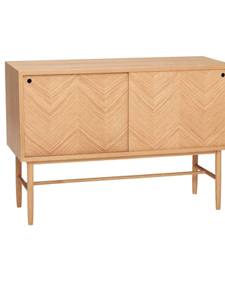 Visgraat dressoir met schuifdeuren naturel - naturel en bruin - Mooier Thuis