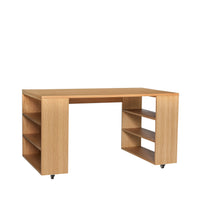 Multifunctioneel bureau eiken naturel op wielen