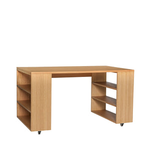 Multifunctioneel bureau eiken naturel op wielen