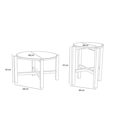 Vier Couchtische aus Naturholz (2er-Set)