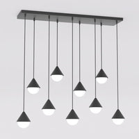 Giro hanglamp wit glas 9-lichts zwart