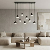 Giro hanglamp wit glas 9-lichts zwart