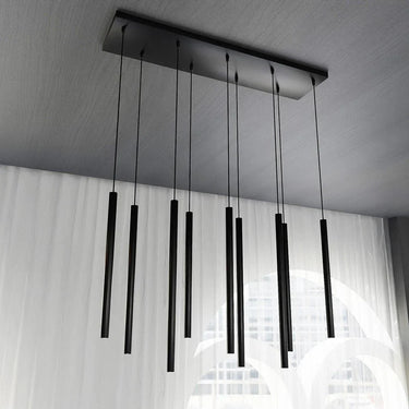 SELTER 9-lichts hanglamp - Zwart minimalistische buizen