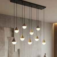 Giro hanglamp wit glas 9-lichts mokka