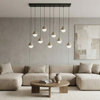 Giro hanglamp wit glas 9-lichts mokka