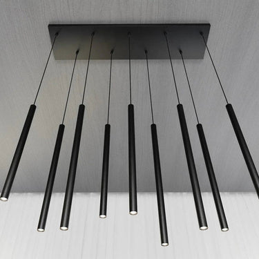SELTER 9-lichts hanglamp - Zwart minimalistische buizen