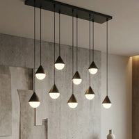 Giro hanglamp wit glas 9-lichts zwart