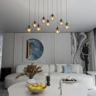 COSMO 9-lichts hanglamp - Amber glas