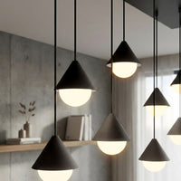 Giro hanglamp wit glas 9-lichts zwart