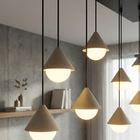 Giro hanglamp wit glas 9-lichts mokka