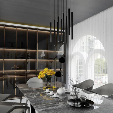 SELTER 9-lichts hanglamp - Zwart minimalistische buizen