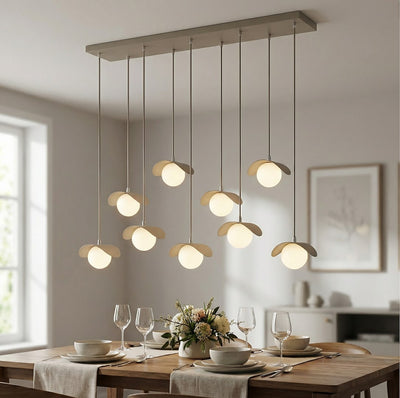 Ritual hanglamp wit glas 9-lichts mokka