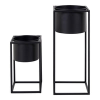 House of Nordic Marla Bloempotten van staal 2 stuks - zwart - Mooier Thuis