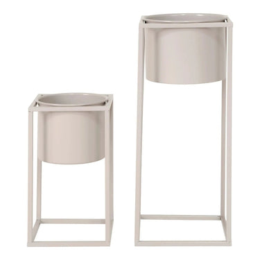 Marla Stahl-Blumentöpfe, 2 Stück – beige-grau