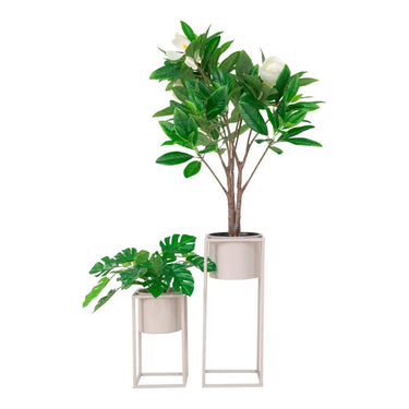 Marla Stahl-Blumentöpfe, 2 Stück – beige-grau