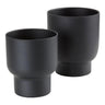 Fulda Bloempotten van metaal 2 stuks - zwart - 14/16 cm breed - Mooier Thuis